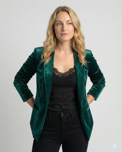 Elegant Velvet Blazer Women's Jacket